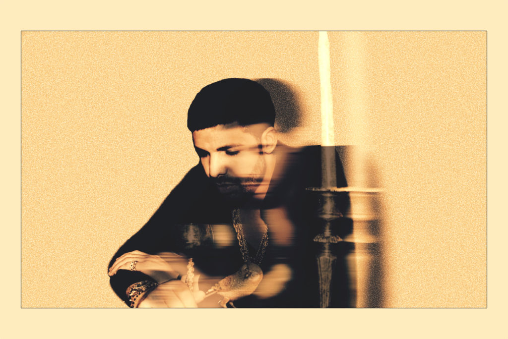 Double exposed image of Drake