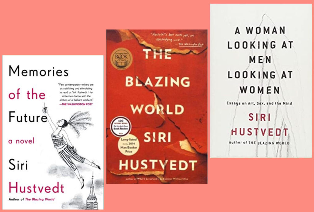 Book covers of ‘Memories of the Future,’ ‘The Blazing World,’ and ‘A Woman Looking At Men Looking At Women’