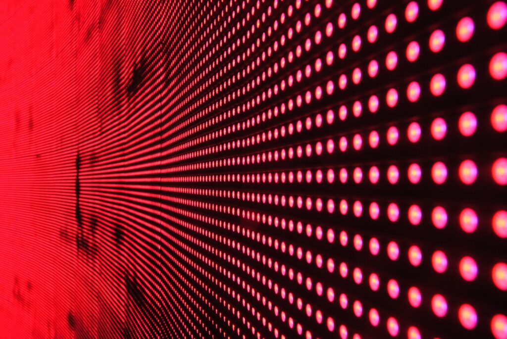 Image of neon red lights.