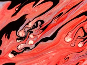 Red and black melted abstract painting