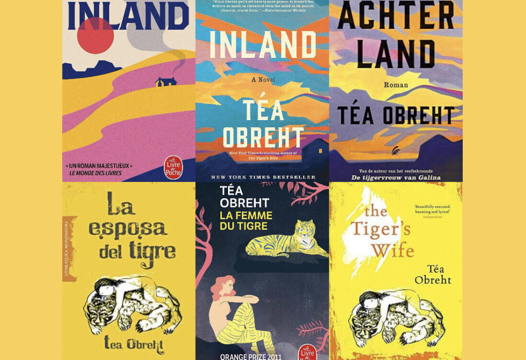A collage of Tea Obreht book covers in various translations